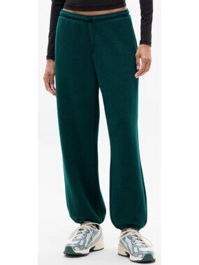 Athleta Women's Sz M Teal Waffle Knit Jogger Pants Elastic Waistband